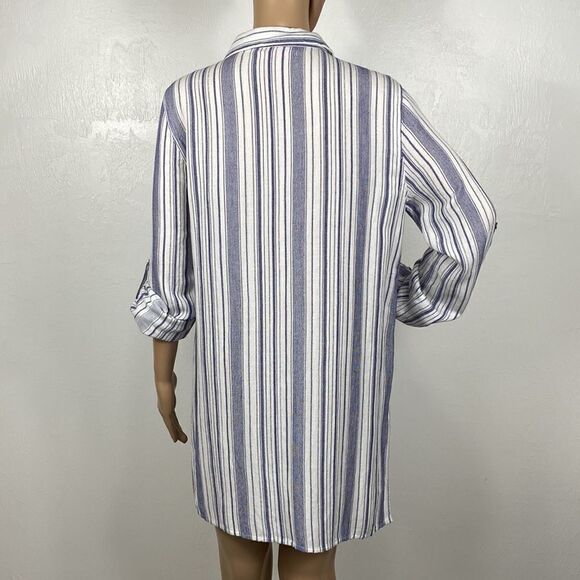 Fresh Produce Striped Half Button Hi-Low Tunic Top - Picture 5 of 10